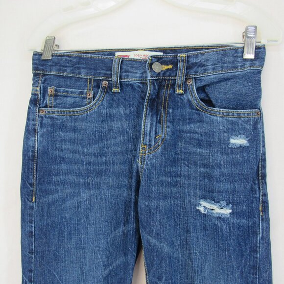 Levi Red Tab 502 Regular Women's Taper Mid Rise Distressed Jeans Size 12 - Picture 2 of 10